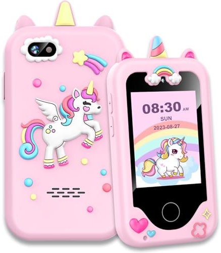 Nikuku Telefono per bambini per ragazze unicorni giocattoli per ragazze 5-8 anni telefoni cellulari intelligenti touchscreen giocattolo apprendimento Natale compleanno idee regalo 3 4 5 6 7 8 9 10 con