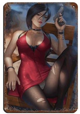Resident Evil Ada Wong 4 Poster Retro Poster Metall Blechschild Chic Art Retro Eisen Malerei Bar Menschen Höhle Cafe Familie Garage Poster Wanddekoration 20 x 30 cm