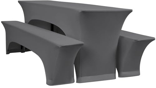 YMHPRIDE 3er-Set Elastische Biertischhussen, Dunkelgrau Bierbankhusse und Tischdecken, 70 cm Tischbreite, Bierzeltgarnituren 220 x 70 x 70 cm für Gartenbankett-Gartenmöbel.（3 Packungen）
