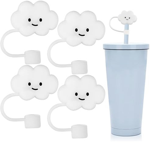 4 Stück Strohhalm-Abdeckkappen, Strohhalm-Spitzen-Abdeckung, Strohstecker, Lazy Straw Dust Cap, Silikon-strohhalm Deckt, Strohhalm-Abdeckung, für Party im Freien in mehrfarbig