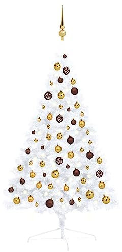 Juego de árbol de Navidad artificial con bolas (120 cm), color blanco