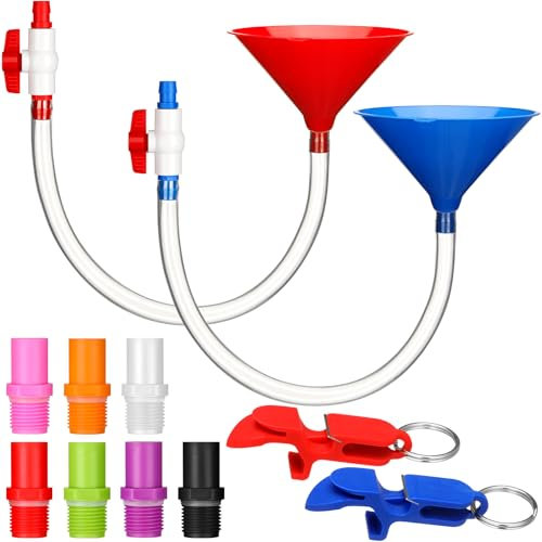 Vertintong Bierbong-Trichter und Trichter mit Ventil, lustig, mit 8 austauschbaren Mundstücken, 2 Schrotflinten, Schlüsselanhänger, Werkzeug für Junggesellenabschied, Halloween, Weihnachtsfeier