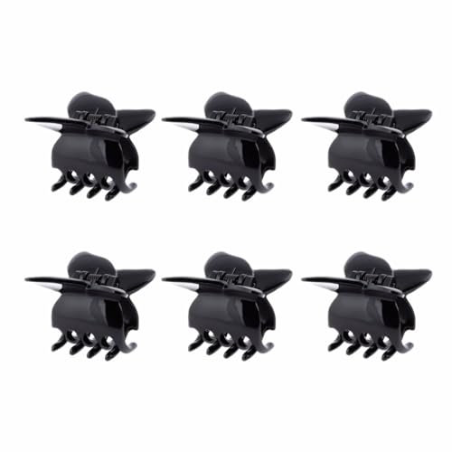 Righe e Pois - 6 Pinze per capelli a farfalla piccole - Accessori per capelli donna - Mollette per capelli - 6 PEZZI (Nero)