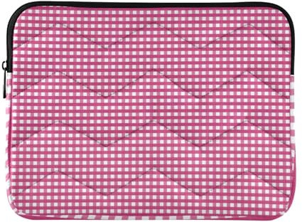 Laptop Sleeve Case Cool Computer Bag 13 Inch 14 Inch Computer Briefcase with Zipper Pink Gingham