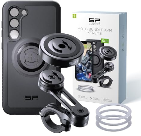 SP CONNECT Moto Bundle II AVM Xtreme | SPC+ | Support compatible avec Samsung S23 | Support de téléphone portable pour moto | Support de téléphone portable pour smartphone | Accessoire anti-vibrations