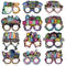 DPKOW Neon 2025 Silvester Brillen, 24 Stk Papier Brillen Happy New Year Partybrillen Neujahr Brillen für Silvester Accessoires 2025 Neon Silvester Party Zubehör Gadget Silvester Foto Requisiten