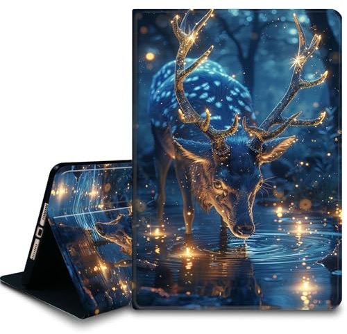 Bxgolkgd Custodia per tablet per iPad 5a generazione, iPad Pro 11 (M4) 2024, custodia antiurto con supporto per dissipazione del calore, cervi e lucciole
