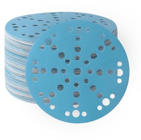 FASTPLUS 150mm Sanding Discs 6 Inch 49 Hole Sanding Discs 120 Grit Hook and Loop Sanding Disc Dust-Free Random Orbital Sandpaper for Automotive and Woodworking, 50 Pack