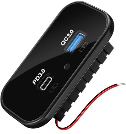 Kriogor RV USB Outlet, Quick Charge PD3.0 Type C & QC3.0 U SB A Charger Socket Panel, Car Charger USB 12 Volt Outlet for 12V/24V Car RV Marine Boat (Black-2 Ports)