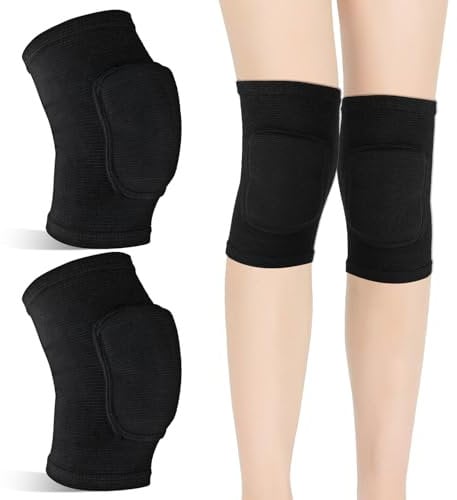 Aysatogc Volleyball Knee Pads, Sponge Brace Breathable Flexible Elastic Knee Support for Basketball Volleyball Football Dance Yoga Tennis Running Cycling Workout Climbing(Black M)