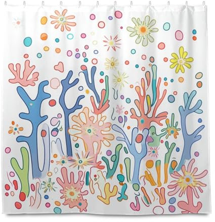 siphylline Wasserdichter Duschvorhang mit Haken, 183 x 183 cm, Polyester, waschbar, langer Duschvorhang, für Duschkabine