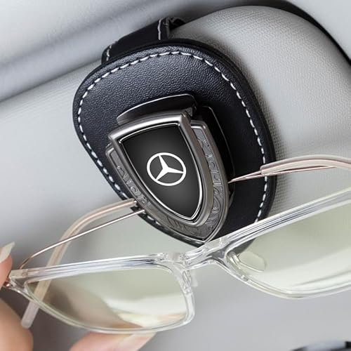 Auto Sonnenbrillenhalter für Mercedes Benz CESM CLK GLK GL AB GLS GLE AMG Series, Brillenhalter für Auto Visier Sonnenbrillenhalter, Anclipsen Brillenhalter für Auto,Schwarz