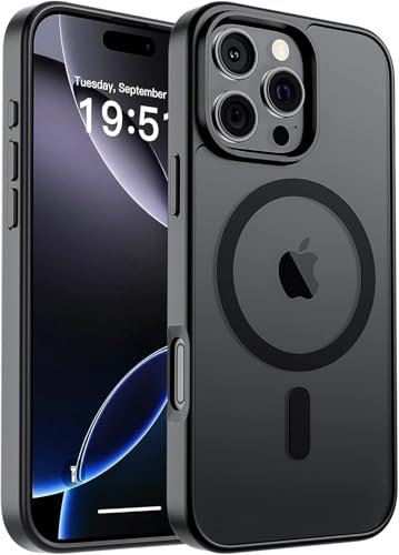 GeeKe for iPhone 16 Pro Case 6.3-Inch, Fit for MagSafe Magnetic, Upgraded [Full Camera Protection], [14FT Military Grade Drop Tested] Shockproof Slim Translucent Matte Back Phone Cover (Black) 30