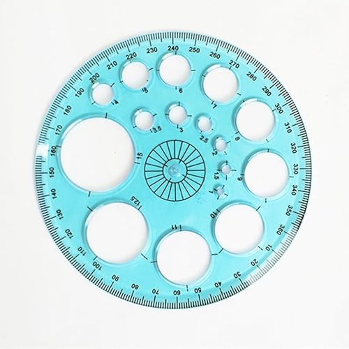 360-Grad-Winkelmesser, Schablonenlineal, 11,5 cm Durchmesser, Kunststoff-Kreismessungslineal mit 16 kleinen Kreisen für Bau, Büro, Schule, Designzubehör (blau)