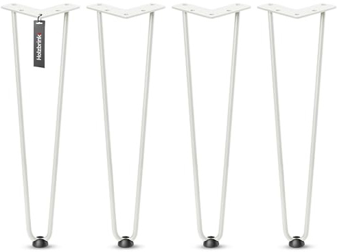 HOLZBRINK Hairpin-Metallbeine Elfenbein 43 cm (4 Stück) HLT-12A | Haarnadelbeine für Couchtisch, Sitzbank und DIY Möbel | Langlebige Möbelbeine, Hairpin Tischbeine, Industriedesign aus Stahl