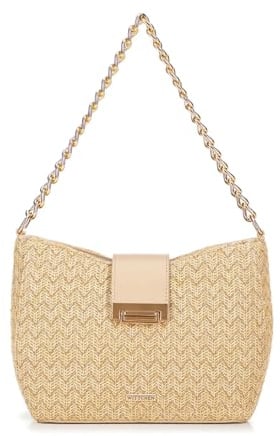 WITTCHEN Damen Umhängetasche | Damen-Beuteltasche Mit Riemen | Mit Kette | Geflochtene Handtasche | Handtasche mit Reißverschluss | Tasche Frauen