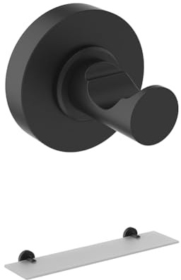 Ideal Standard Set A9115XG IOM Handtuchhaken + A9124XG IOM Ablage, Silk Black
