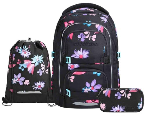 Coocazoo Porter Schulrucksack Set 3tlg. inkl. Sportbeutel (Floral Artnight)