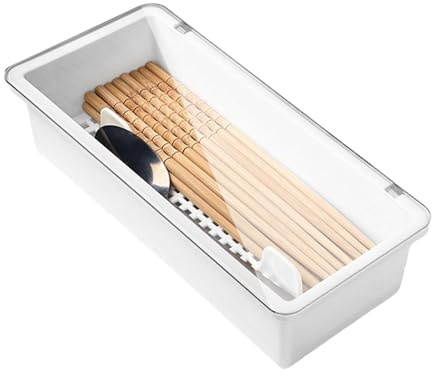 Range-Couverts Couvercle – Plateau Organisateur Égouttoir, Conteneur Cuisine Transparent, Rangement Argenterie, Accessoire Pratique | Organisateur Tiroir Avec Design Empilable Et Facile À Nett