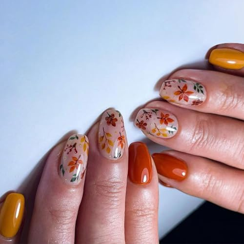 1 lot de faux ongles en ABS - Finition brillante - Aspect naturel - Pour les occasions formelles - Pas besoin d'outils - Pour les fêtes d'automne et d'hiver