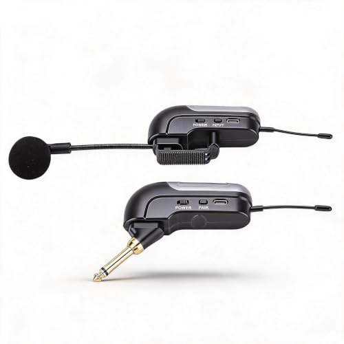 Dpofirs Microfono per Fisarmonica Wireless UHF, Microfono Professionale per Fisarmonica con Audio HD e Portata di 30 M, per Spettacoli Teatrali e Strumenti Musicali Dal