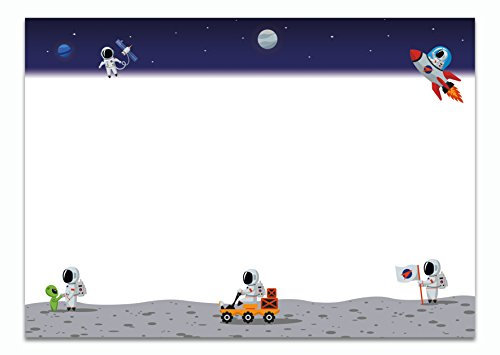 Schreibtischunterlage Astronaut aus Papier zum Abreißen, DIN A2 mit Weltraum-Motiv | 25 Blatt Schreibunterlage (60 x 42 cm) für Kinder, Jungen & Erwachsene