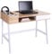 HOMCOM Computer Desk, Writing Desk, Study Workstation with Drawer, Storage Compartments, Cable Management, Laptop Table, Metal Frame, 100 x 55 x 81.5cm, Oak and White