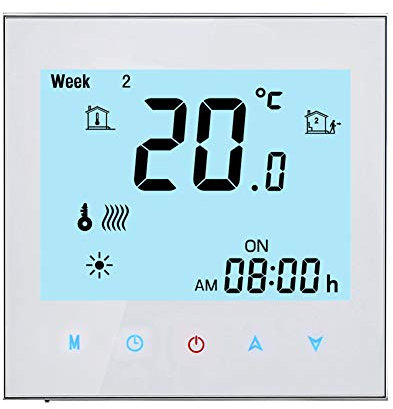 Qiumi Smart WiFi Elektrische Fußbodenheizung Programmierbarer Thermostat-Temperaturregler, interagiert mit Alexa, Google Home, 16A 95~245VAC