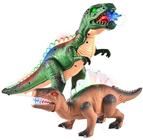 JOYIN 2 Pcs LED s'allume T-Rex Jouet Réaliste de Dinosaure avec LED Lumière & Son Rugissant