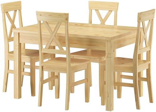 Essgruppe Kiefer Massiv Tisch und 4 Stühlen Küchentisch Holzstühle
