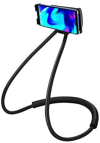 LYTIVAGEN Cell Phone Holder Hanging on the Neck, 360° Rotation Flexible Mobile Phone Neck Holder, Hanging on Neck Cell Phone Mount Holder for Smartphone, Mini-Tablet (Black)