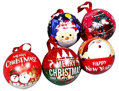 Toyvian 5 Stücke Weihnachtskugel Weihnachten Geschenkdose Weihnachtsdeko Weihnachtsbaum Anhänger Christbaumanhänger Christbaumschmuck Baumschmuck Süßigkeiten Dose