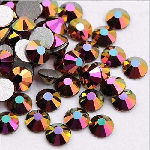 CTOBB Strasssteine ​​Lila Kristalle und AB-Steine ​​Non Hotfix Kleber zurück Eisen auf Strasssteine ​​für Kleidung E, Metall lila, SS6