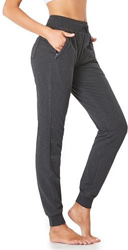 Sevego Jogginghose Damen Sporthose Baumwolle High Waist Trainingshose Loose Fit Lang Sweathose mit Taschen