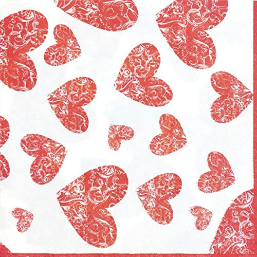 Farbige Papierservietten, 20 Stück Shabby Chic Servietten für Hochzeiten, Abendessen, Tee-Partys und Duschen, Love