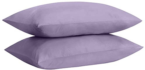 COTONWIZE Lilac Pillow Cases 2 Pack 50CM x 75CM, Easy Care Soft Stain Resistant Envelope Closure Standard Pair of Pillow case, Poly Cotton Pillow Cases 2 Pack Housewife Pair of Pillowcases