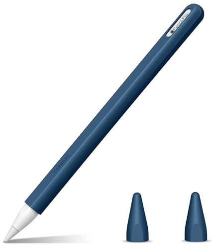 FINTIE Étui Compatible avec Pencil (2ème Génération), Coque de Protection Pochette en Silicone Souple Léger avec 2 Couvercles de Pointe pour Stylo iPad Pro 11/12.9 iPad Air 4, Bleu