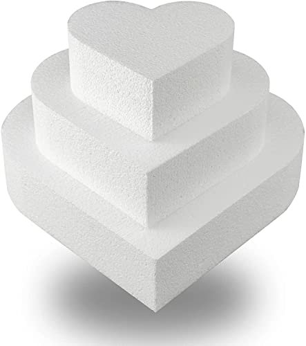 DecoPorex - Kit Base de gâteau en polystyrène en Forme de cœur (10/20/30 cm)