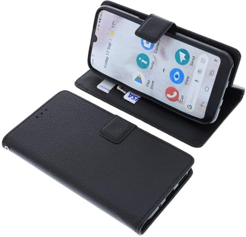 foto-kontor Housse Compatible avec Doro 8110/8110 Plus / 8100/8100 Plus Style Livre Noir Coque de Protection Portefeuille