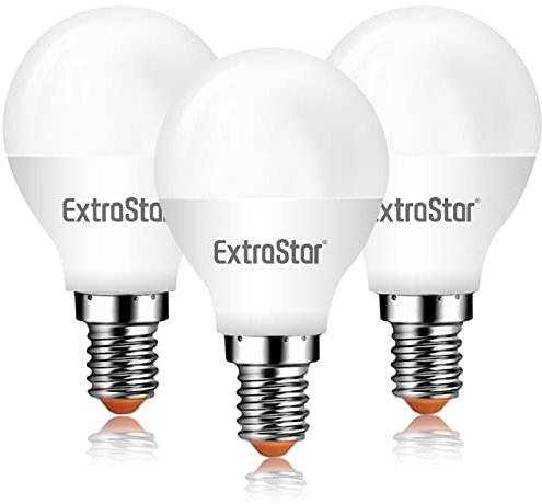 EXTRASTAR E14 LED SES Golf Ball Bulbs, 6W Small Edison Screw G45 Bulb, Warm White 3000K Energy Saving Light Bulb, 42W Equivalent, 510LM, Non-Dimmable, Pack of 3