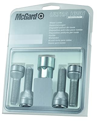 McGard 27.288SL - Satz Radsicherungsschrauben mit drehbaren Ring am Kopf Kegelbund 60° M14x1,5 SW19 Gesamtlänge 55,4mm Schaftlänge 34,0mm Chrom