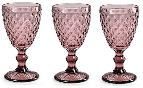 Lot de 6 verres à vin 210 ml en verre couleur rose GIN-820533