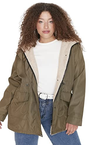 Trendyol Damen TBBAW23KB00000/Haki Coat, Khaki, 46