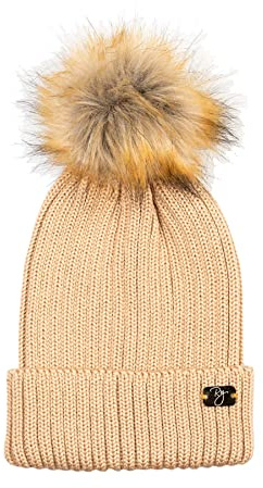 Rydale Ladies Pom Pom Hat Women's Bobble Hat Winter Beanie 12 Colours (Camel)