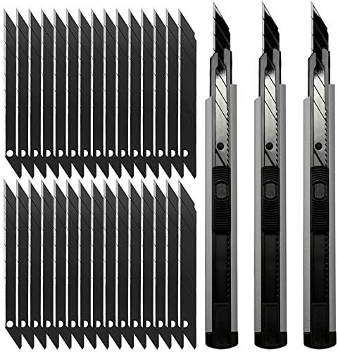FOSHIO 3 pezza Taglierina di precisione Taglierino Professionale Cutter Utilità Taglierino di Precisione con 30° della Lama 30 Snap-Off Lame 9 mm per Arti Grafiche/Vinile, Grigio