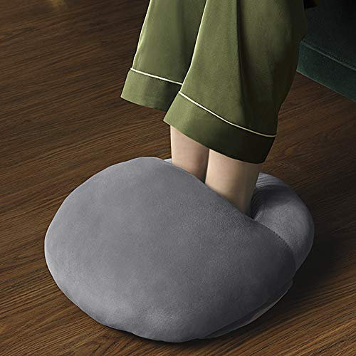 Elektrisch Beheizbare Fußwärmer, USB Fußheizkissen Weicher Plüsch-Fußwärmer Heizschuhe Stiefel Schuhe Heizkissen für Wärmetherapie und Schmerzlinderung (grau-rund)
