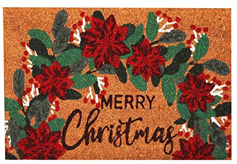 Roseley Christmas Doormat 40 x 60cm Natural Coir Coconut Runners Decorative Welcoming Xmas Mat Home Office Entrance Hallway [Merry Christmas01]