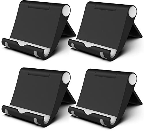 FadyDail Handy Ständer Faltbar 4 Stück, Verstellbarer Handy Halterung Tisch Kompatibel mit iPhone 16/15/14/13/Mini/Pro/Max/12/11/SE/Xs Max, Samsung/Huawei/Tablet und Anderen Smartphones (4 Schwarz)