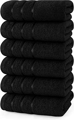 Utopia Towels,6er-Pack Viscos Handtücher-Set, (40.6x71.1 cm) 100% ringgesponnene Baumwolle, ultraweich und stark saugfähig, 600 g/m² Handtücher für Badezimmer, Dusche, Hotel und Spa (schwarz)