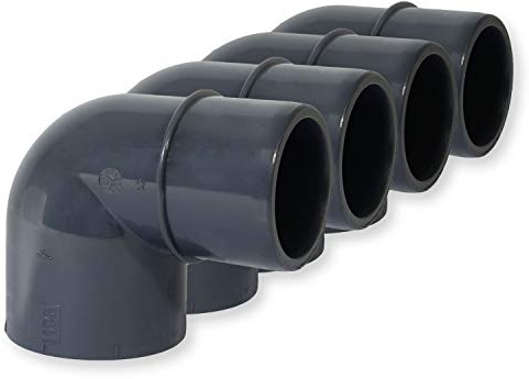 Paradies Pool PVC-U Fitting Winkel 90°, Ø 50mm Klebemuffe x Ø 40/50mm Klebestutzen, PVC-U Muffe Rohrverbinder Klebefitting 90 Grad zum verkleben, Qualität aus Europa, Menge: 4 Stück